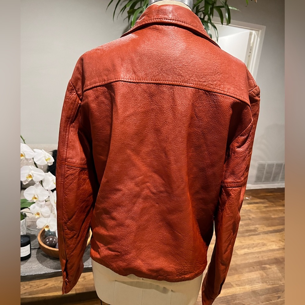 SCHOTT Bros. vintage Sportswear New York Rust Brown Leather Jacket Fall - Picture 4 of 9